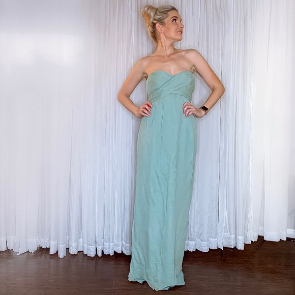 Green Silk J Crew Formal Bridesmaid Gala Dress - Picture 8 of 8